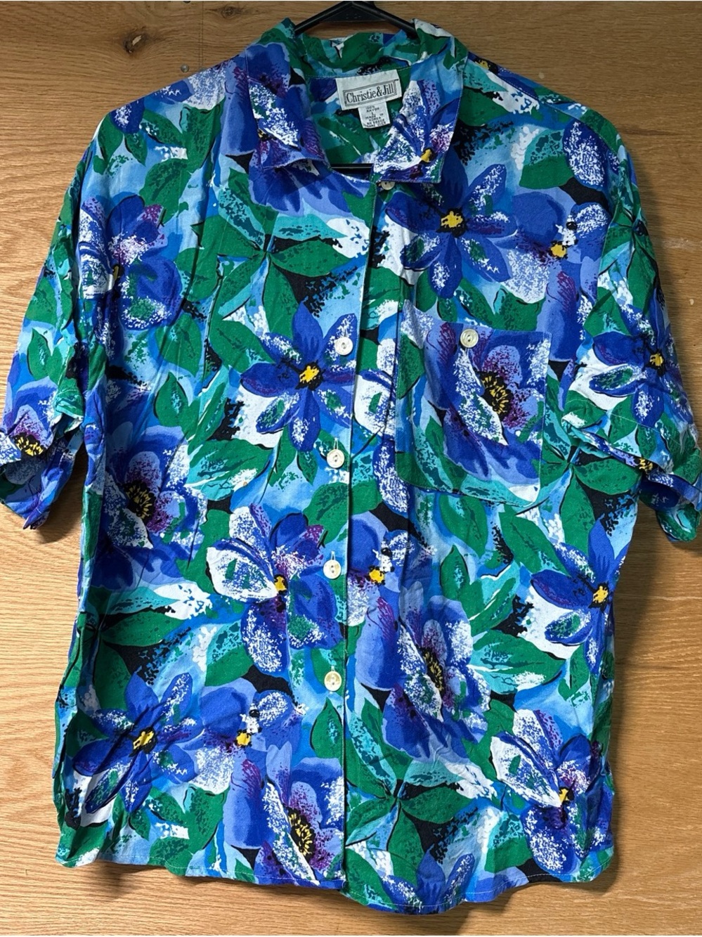 Christie & Jill Vintage Blue Floral Button-Up Shirt